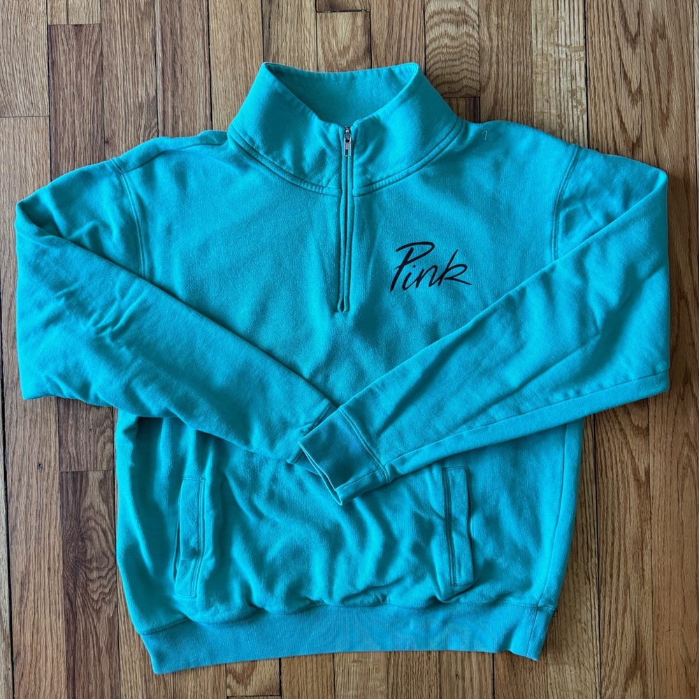 PINK VS Victoria’s Secret Sea foam Green 1/4 Zip Sweatshirt Size Small